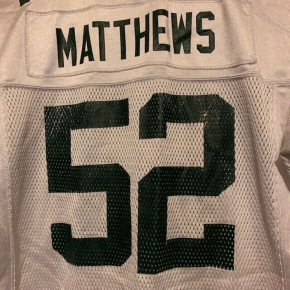 GREEN BAY PACKERS CLAY MATTHEWS SIZE YOUTH LARGE 14-16 WHITE REEBOK JERSEY - Picture 2 of 7
